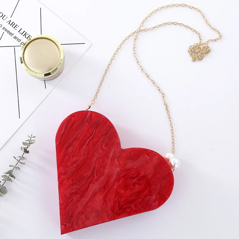 Unique Designer Acrylic Clutch Cute Red Heart Shape Pearl Chain Party Evening bag Women Shoulder Bags Hot Handbag Purses
Unique Designer Acrylic Clutch Cute Red Heart Shape Pearl Chain Party Evening bag Women Shoulder Bags Hot Handbag Purses