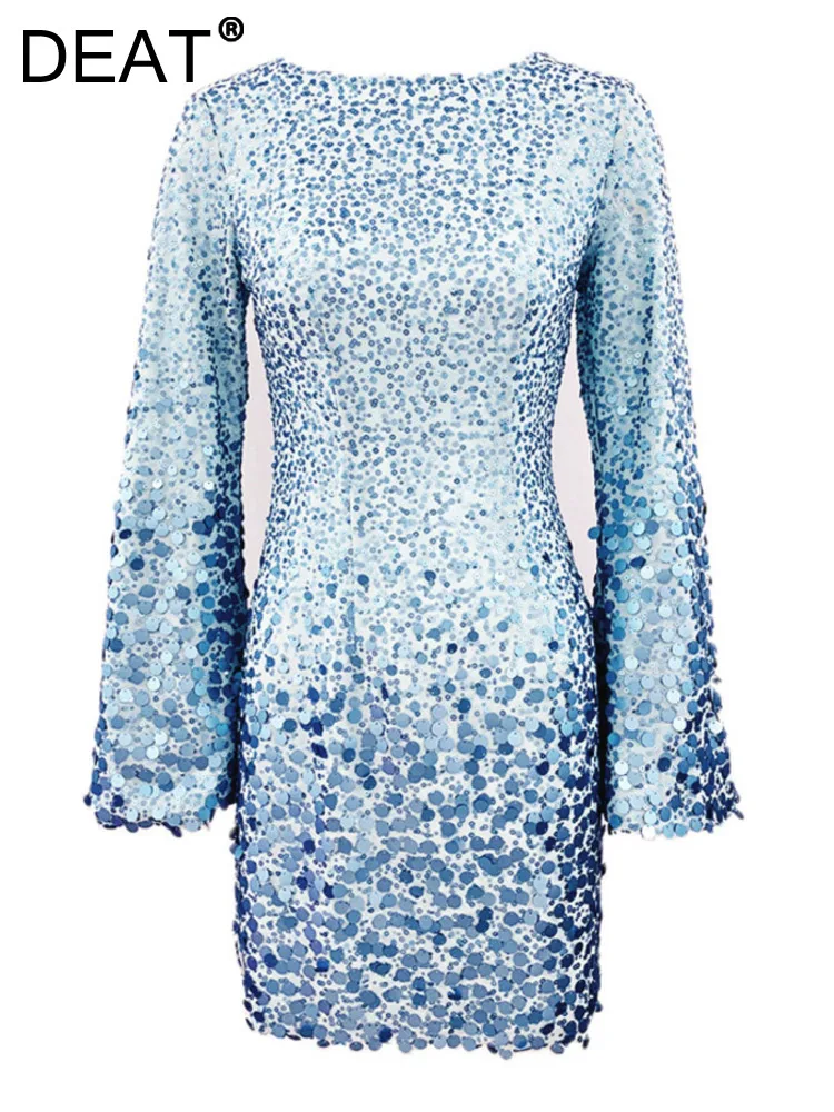 DEAT Fashion Women's Dress Sequins Spliced Chiffon Round Neck Flare Sleeve Mid Waist Slim Mini Dresses Summer 2023 New 17A8815
DEAT Fashion Women's Dress Sequins Spliced Chiffon Round Neck Flare Sleeve Mid Waist Slim Mini Dresses Summer 2023 New 17A8815