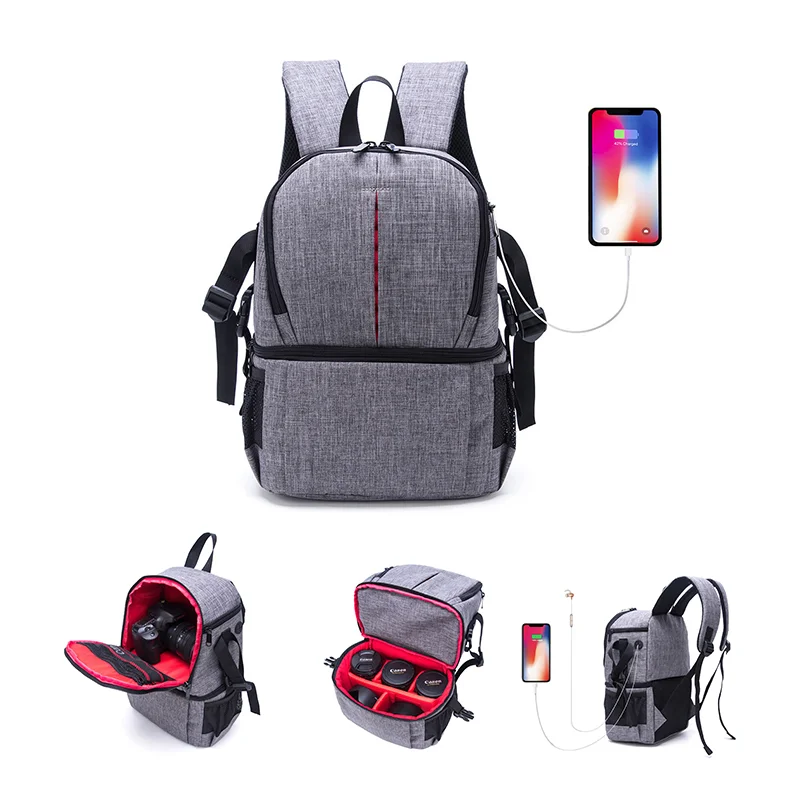 

Men and Women SLR Camera Backpack Water repellent Traveling Backpack With Two Quik Access Opening Canvas Shoulders Bag