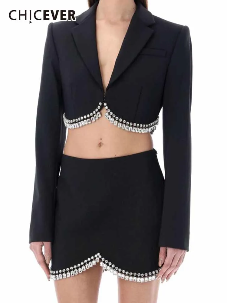 CHICEVER Sexy Patchwork Tassels Hem Two Piece Set Women Notched Collar Long Sleeve Blazer High Waist Skirt Solid Sets Female New
CHICEVER Sexy Patchwork Tassels Hem Two Piece Set Women Notched Collar Long Sleeve Blazer High Waist Skirt Solid Sets Female New