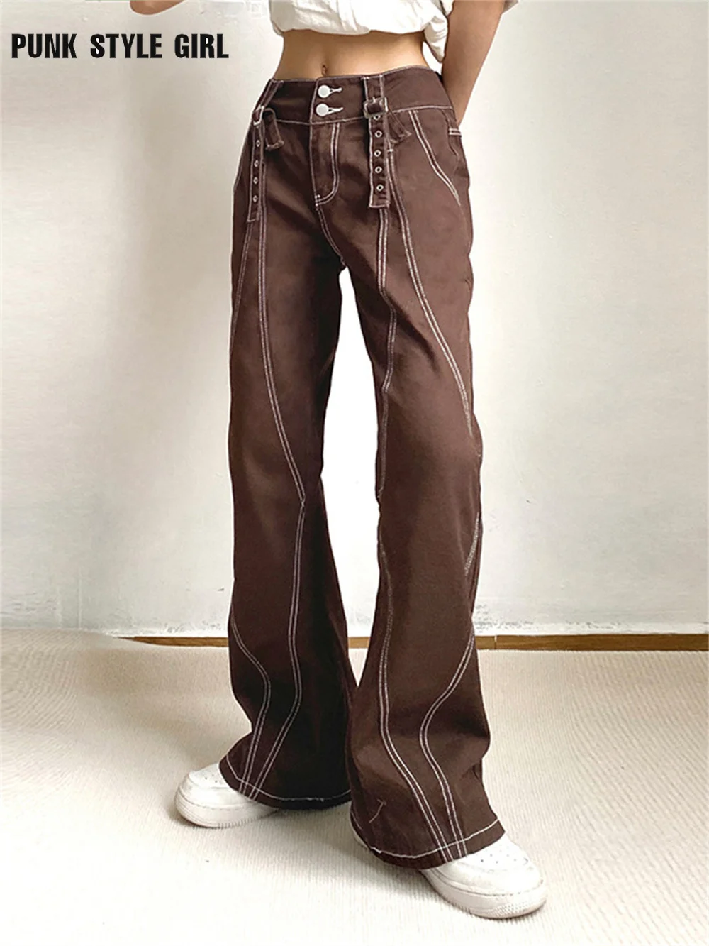 Harajuku Cyberpunk Cargo Jeans Women Y2K Button Up Brown Denim Trousers Street Hippie Vintage Pants Korean Fashion Baggy Pants
Harajuku Cyberpunk Cargo Jeans Women Y2K Button Up Brown Denim Trousers Street Hippie Vintage Pants Korean Fashion Baggy Pants