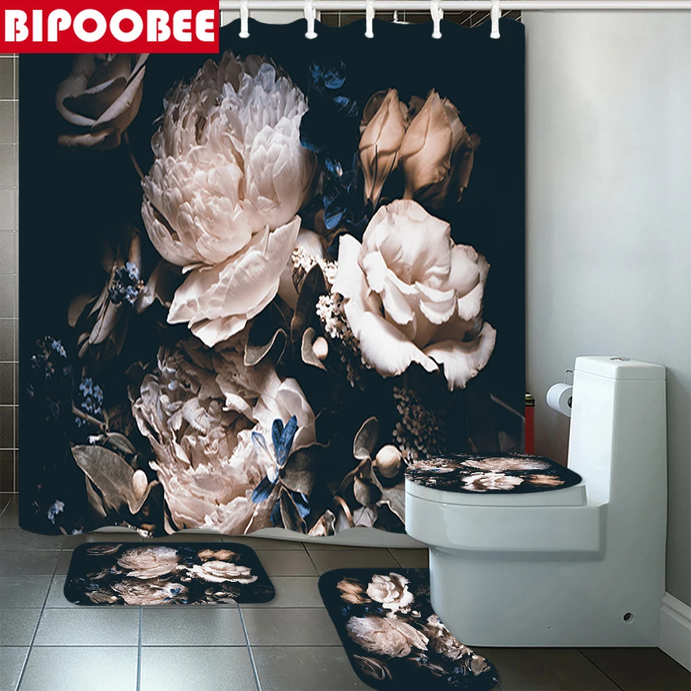 Vintage Flowers Rose Black Shower Curtain Bathroom Curtains Set Bath Mats Rug Toilet Cover Non-Slip Carpet Happy Valentine's Day
Vintage Flowers Rose Black Shower Curtain Bathroom Curtains Set Bath Mats Rug Toilet Cover Non-Slip Carpet Happy Valentine's Day