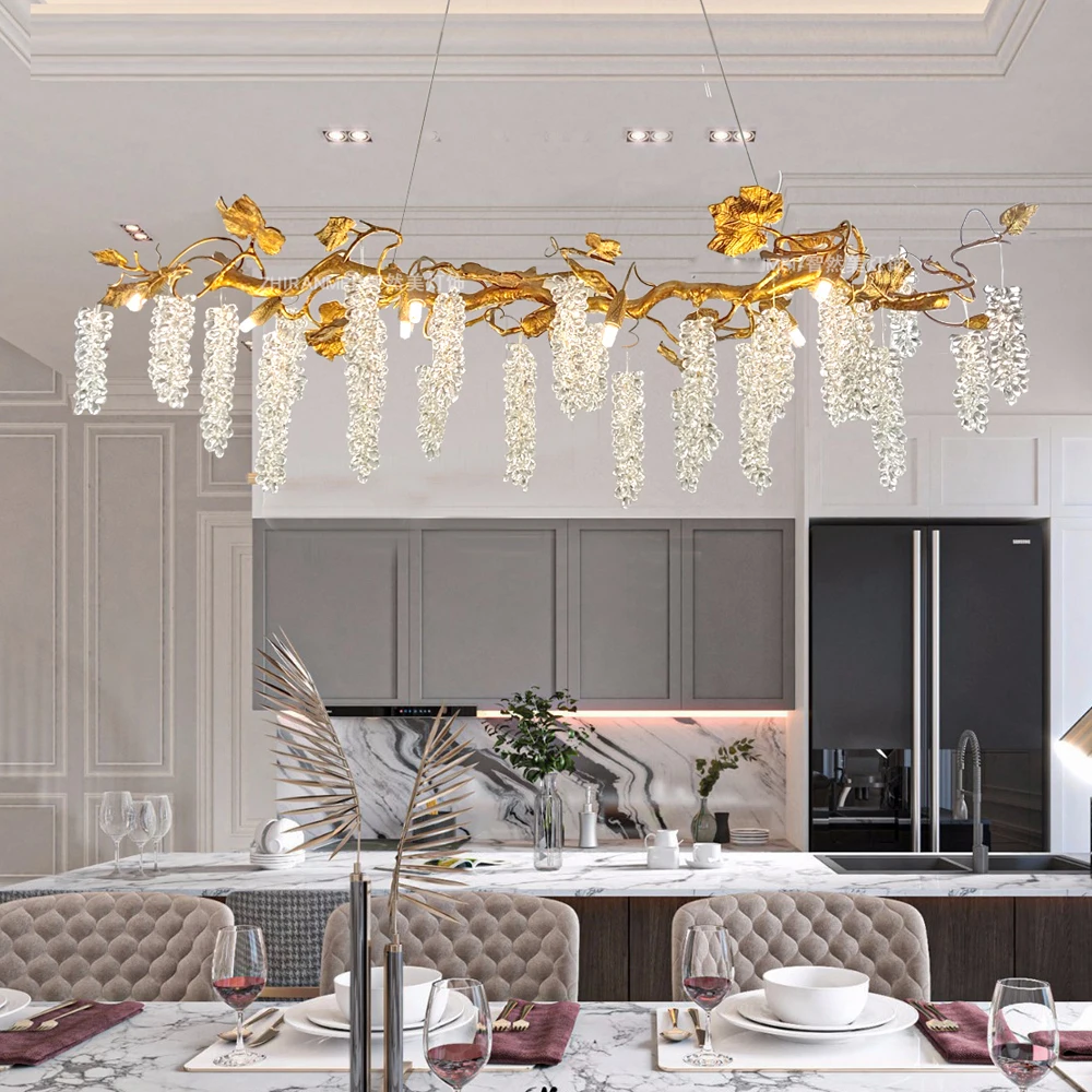 Новая роскошная медная современная люстра, живая хрустальная лампа, 220 В переменного тока, длинный обеденный стол, Хрустальные подвесные светильники 
Новая роскошная медная современная люстра, живая хрустальная лампа, 220 В переменного тока, длинный обеденный стол, Хрустальные подвесные светильники