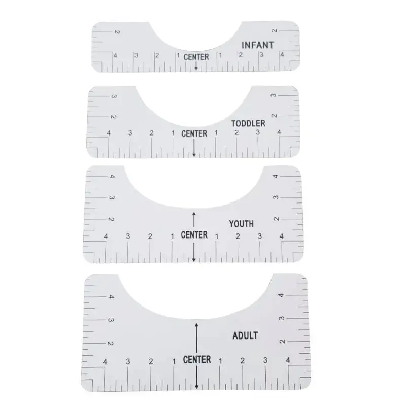 

4pcs DIY T-shirt Design Soft Ruler Four Sizes Of Neckline Center Ruler Can Be Twisted And Reused At Will