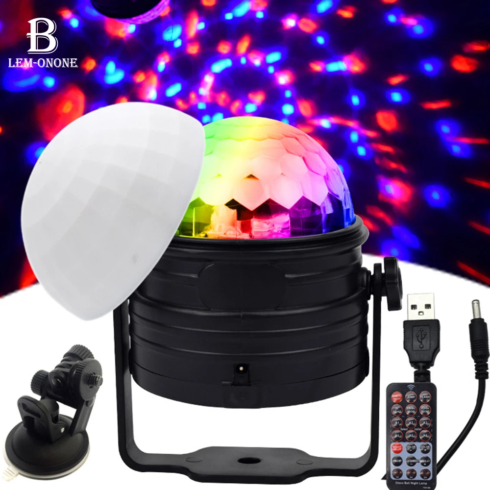 

RGB Color LED Disco Magic Ball Projection Lamp Remote Control 5W Strobe Rotating Led Stage light for Car Party Wedding Holiday