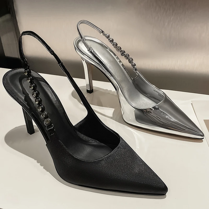2023 Summer Hot Sexy Pointed Toes Sandals For Women Elegant Black Silver Mules Fashion Heels Slippers Dress Shoes Beach Heels
2023 Summer Hot Sexy Pointed Toes Sandals For Women Elegant Black Silver Mules Fashion Heels Slippers Dress Shoes Beach Heels