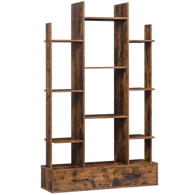 Hot Selling Rustic Bookshelf with 2 Drawers Wooden Bookshelves with 13 Storage Shelves Free Standing Storage Holders Racks
Hot Selling Rustic Bookshelf with 2 Drawers Wooden Bookshelves with 13 Storage Shelves Free Standing Storage Holders Racks
