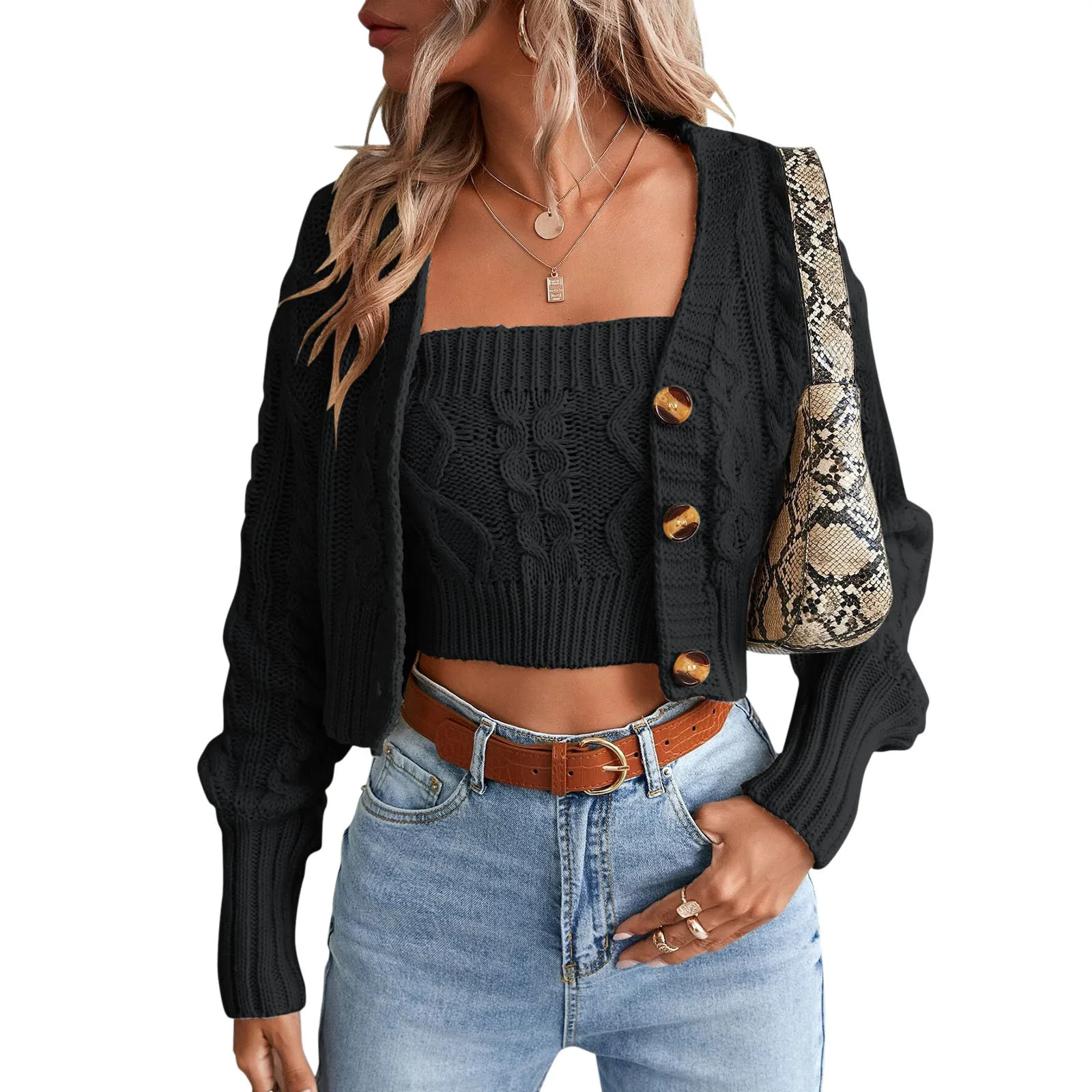 2Pcs/Set Women Autumn Winter Loose Long Sleeve Knit Button Down Cardigan Sweaters Sweatshirt Pullover Vest Crop Top Sets
2Pcs/Set Women Autumn Winter Loose Long Sleeve Knit Button Down Cardigan Sweaters Sweatshirt Pullover Vest Crop Top Sets