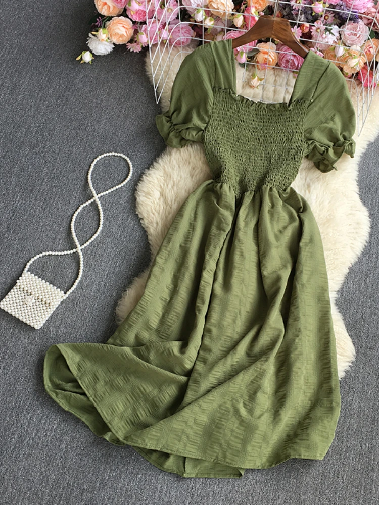 Fitaylor New Summer Solid Color Long Dress Women Sweet Square Collar Short Sleeve A-line Dresses Lady Casual High Waist Dress
Fitaylor New Summer Solid Color Long Dress Women Sweet Square Collar Short Sleeve A-line Dresses Lady Casual High Waist Dress