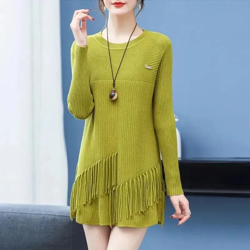 Tassel Knitted Pullover Women 2024 Spring Autumn New Fashion O-Neck Long Knitwear Sweater Loose Elegant Jumper Ladies Tops B109
Tassel Knitted Pullover Women 2024 Spring Autumn New Fashion O-Neck Long Knitwear Sweater Loose Elegant Jumper Ladies Tops B109