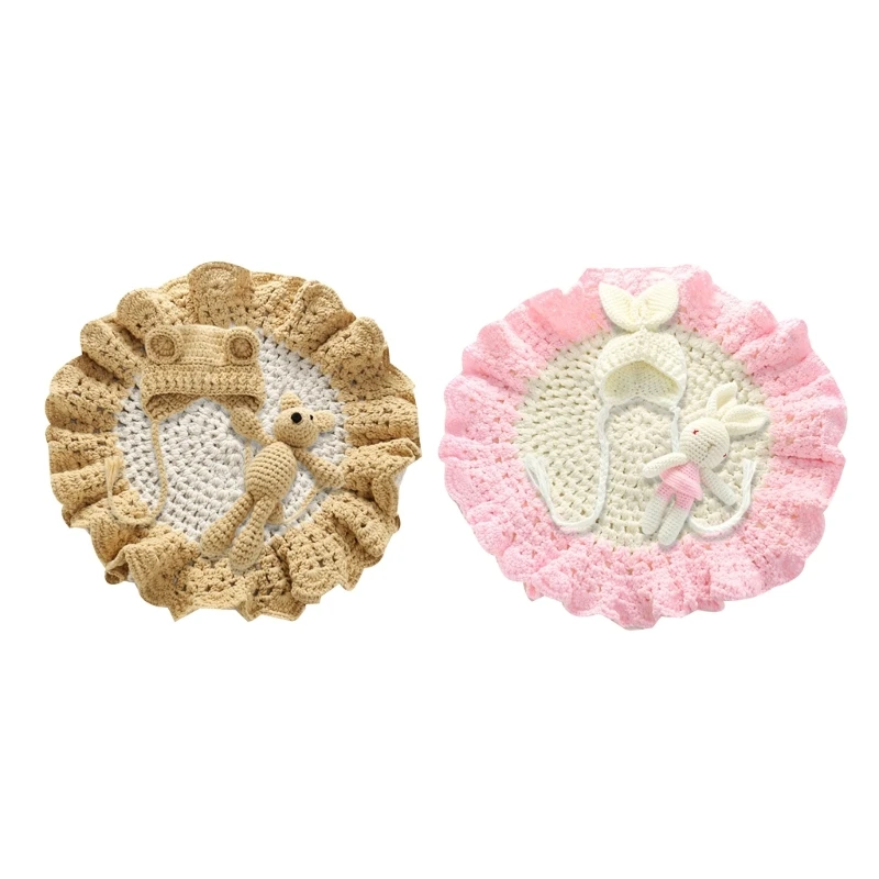 Unique Newborn Photography Props set Crocheted Blanket with Lovely Bear Rabbit & Handmade Hat for Boys Girls Gift
Unique Newborn Photography Props set Crocheted Blanket with Lovely Bear Rabbit & Handmade Hat for Boys Girls Gift