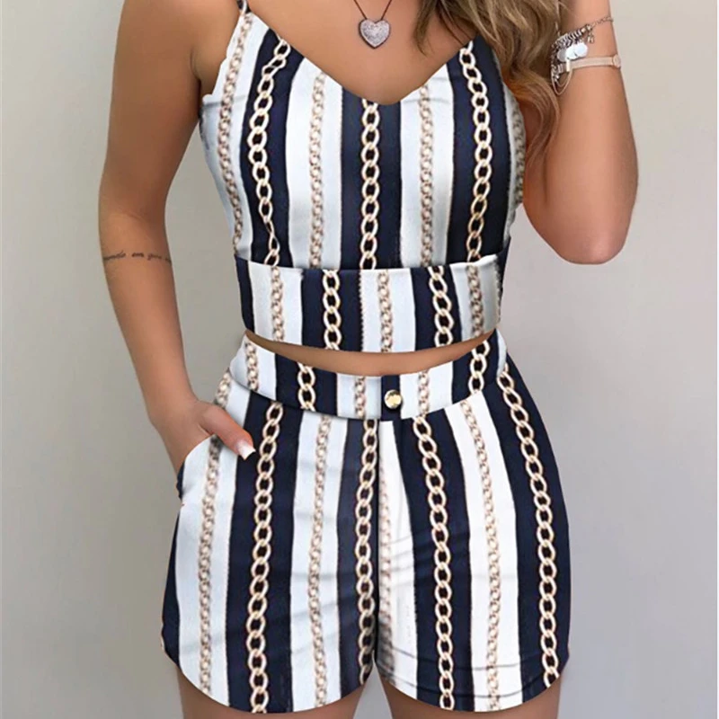2022 Summer Women Fashion 2-piece Outfit Set Sleeveless Print Top and Shorts Set for Ladies Women Party wear
2022 Summer Women Fashion 2-piece Outfit Set Sleeveless Print Top and Shorts Set for Ladies Women Party wear