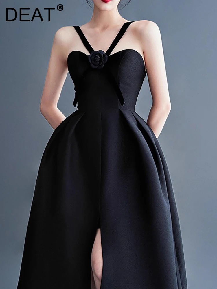 DEAT Women's Fashion Evening Dress Cross Camisole Spliced 3D Flower High Waist Pleated Party Dresses Summer 2023 New 13DB2559 
DEAT Women's Fashion Evening Dress Cross Camisole Spliced 3D Flower High Waist Pleated Party Dresses Summer 2023 New 13DB2559