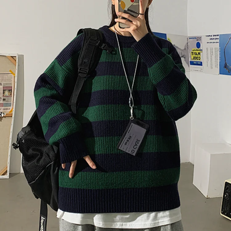 Women Striped Knitted Sweater Autumn Winter Thick Warm Pullovers Sweaters Unisex Casual Loose Jumper Teen Streetwear
Women Striped Knitted Sweater Autumn Winter Thick Warm Pullovers Sweaters Unisex Casual Loose Jumper Teen Streetwear