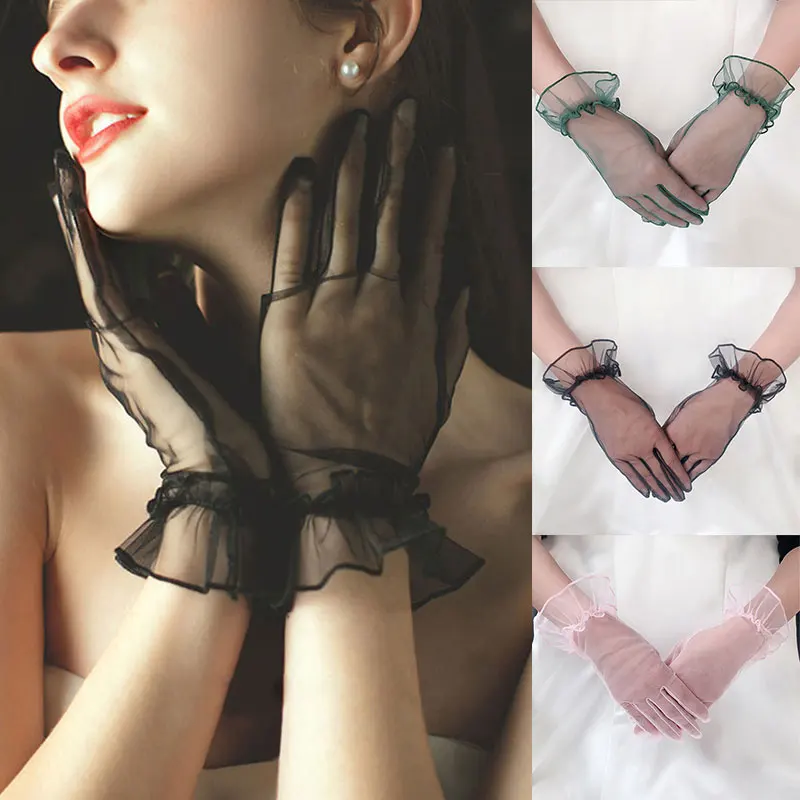 Fashion Ultra-thin Stretch Tulle Full Finger Gloves Bride Elegant Sexy Transparent Wrist Mittin Bridal Party Wedding Accessories
Fashion Ultra-thin Stretch Tulle Full Finger Gloves Bride Elegant Sexy Transparent Wrist Mittin Bridal Party Wedding Accessories