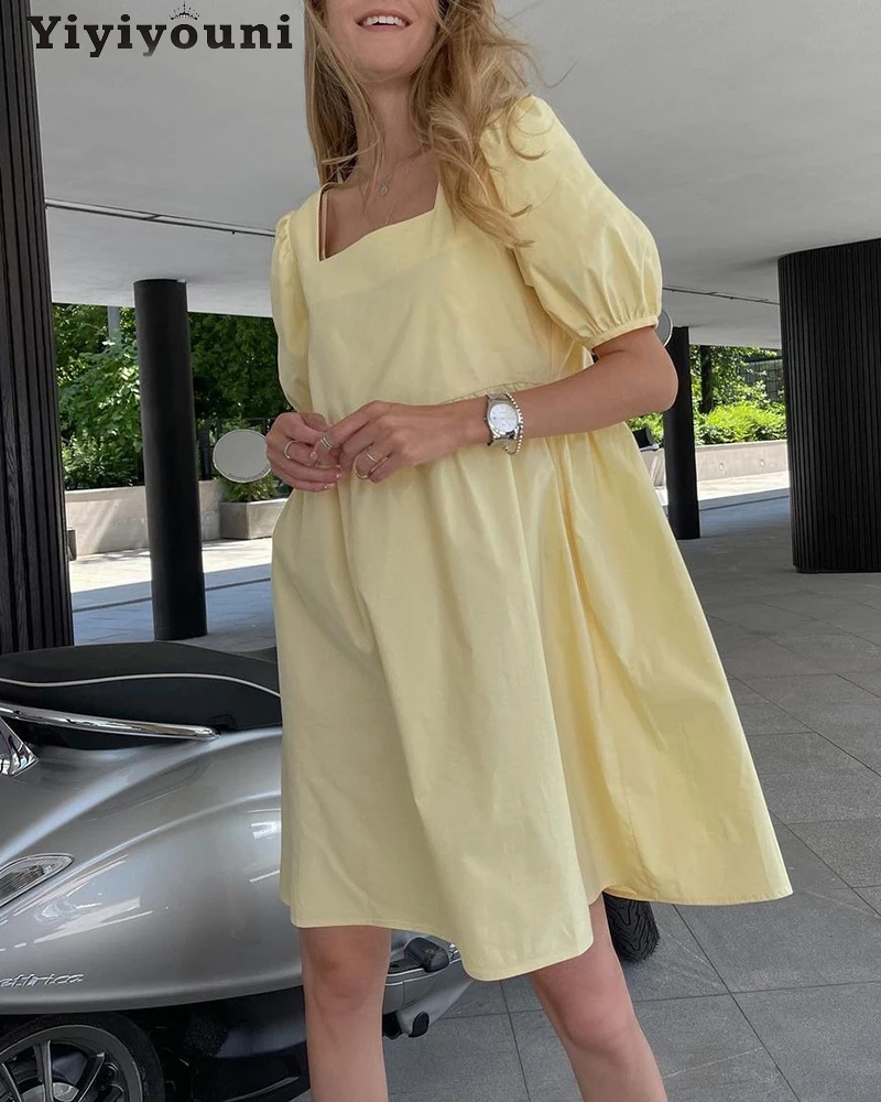 Yiyiyouni Lantern Sleeve Square Collar Summer Dresses Women Solid Loose Straight Casual Kawaii Dress Female Cotton Linen Vestido
Yiyiyouni Lantern Sleeve Square Collar Summer Dresses Women Solid Loose Straight Casual Kawaii Dress Female Cotton Linen Vestido