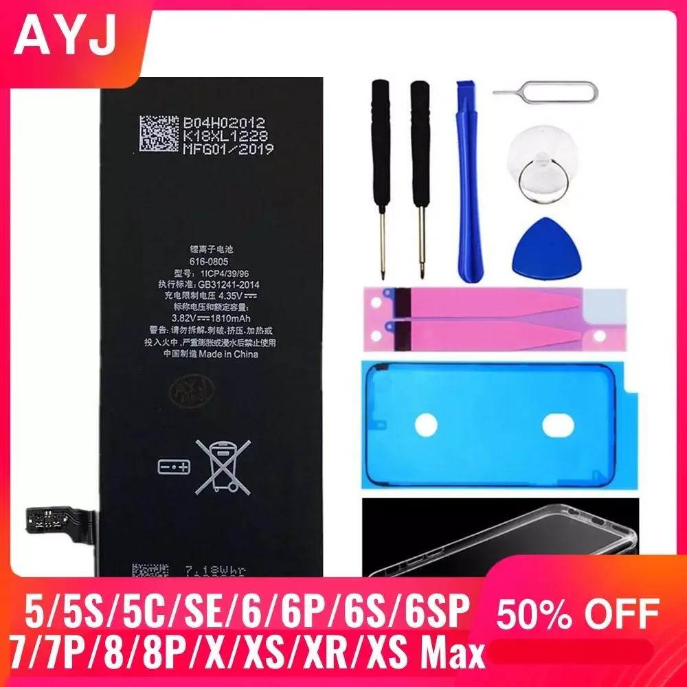 AYJ совершенно новый AAAAA качественный аккумулятор для iPhone 6S 6 5 5S X SE 7 8 Plus XR Xs Max Высокая реальная емкость нулевой цикл инструмент наклейка
AYJ совершенно новый AAAAA качественный аккумулятор для iPhone 6S 6 5 5S X SE 7 8 Plus XR Xs Max Высокая реальная емкость нулевой цикл инструмент наклейка