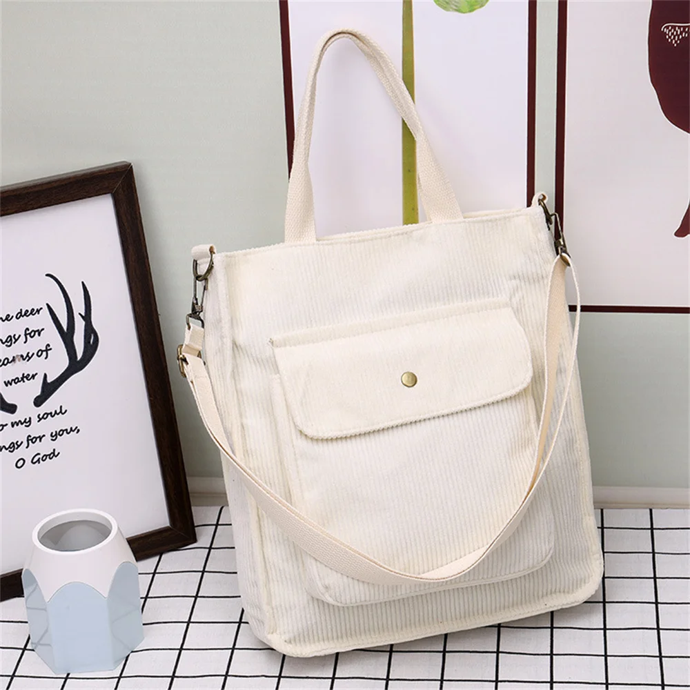 

Corduroy Bag for Women 2023 Shopper Bag Designer Handbag Autumn and Winter Girls Student Bookbag Female Canvas Shoulder Tote Bag