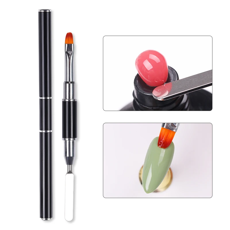 

1pcs Dual Ended Nail Art Brushes Acrylic UV Gel Extension Builder Flower Painting Pen Brush Remover Spatula Stick Manicure Tools