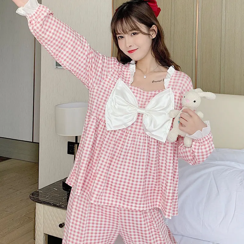 2pcs Women Rayon SilkSleepwear Set Girl Homewear Bow Women Nightwear Pyjamas Set Female Spring Lapel Sleepwear Tracksuit Set
2pcs Women Rayon SilkSleepwear Set Girl Homewear Bow Women Nightwear Pyjamas Set Female Spring Lapel Sleepwear Tracksuit Set