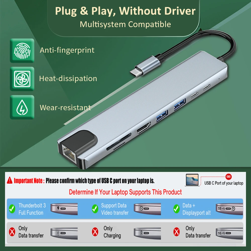 Док-станция USB 3 0 адаптер для ноутбука RJ45 HDMI TF/SD-карты | Компьютеры и офис