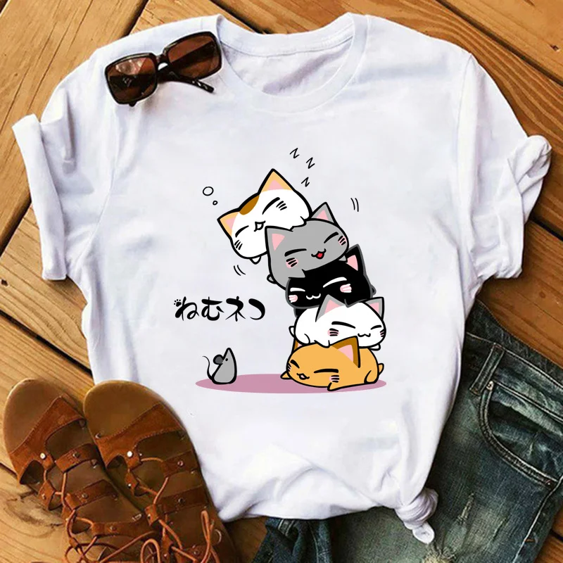 Summer Funny Cat Women T Shirt Casual Short Sleeve Korean Kawaii Ulzzang Tshirt Female White Print O-neck Top Tees Mujer
Summer Funny Cat Women T Shirt Casual Short Sleeve Korean Kawaii Ulzzang Tshirt Female White Print O-neck Top Tees Mujer