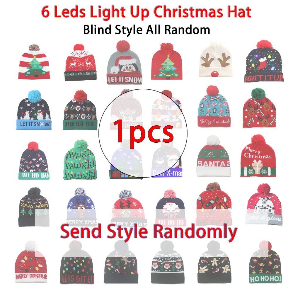 1/2pcs Blind Style LED Christmas Hat Light Up Knitted Cap Color Flashing Christmas Gift for Xmas New Year Party Decorations
1/2pcs Blind Style LED Christmas Hat Light Up Knitted Cap Color Flashing Christmas Gift for Xmas New Year Party Decorations