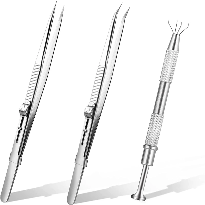 3 Pieces Diamond Claw Tweezers For Small Parts Pickup, For Ic Chips Gems Jewelry Tool 
3 Pieces Diamond Claw Tweezers For Small Parts Pickup, For Ic Chips Gems Jewelry Tool