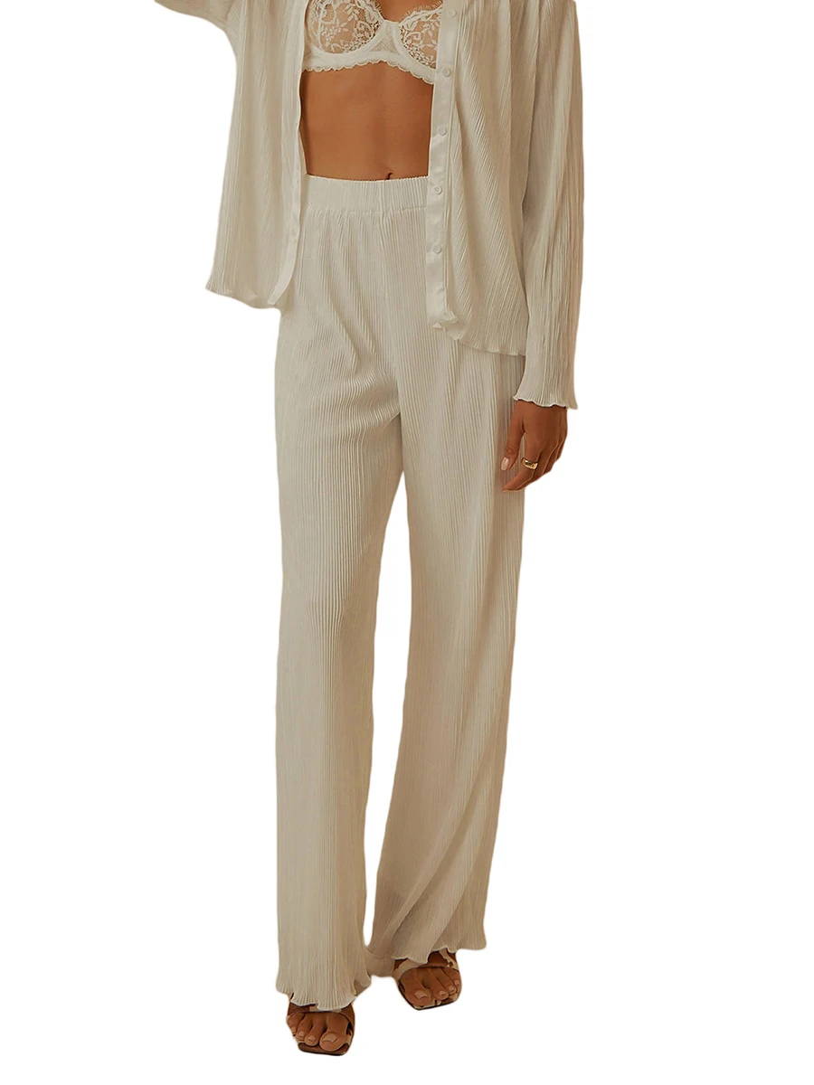 Women s Spring Fall Casual Pants Solid Color Elastic Band Ruched Wide Leg Trousers
Women s Spring Fall Casual Pants Solid Color Elastic Band Ruched Wide Leg Trousers