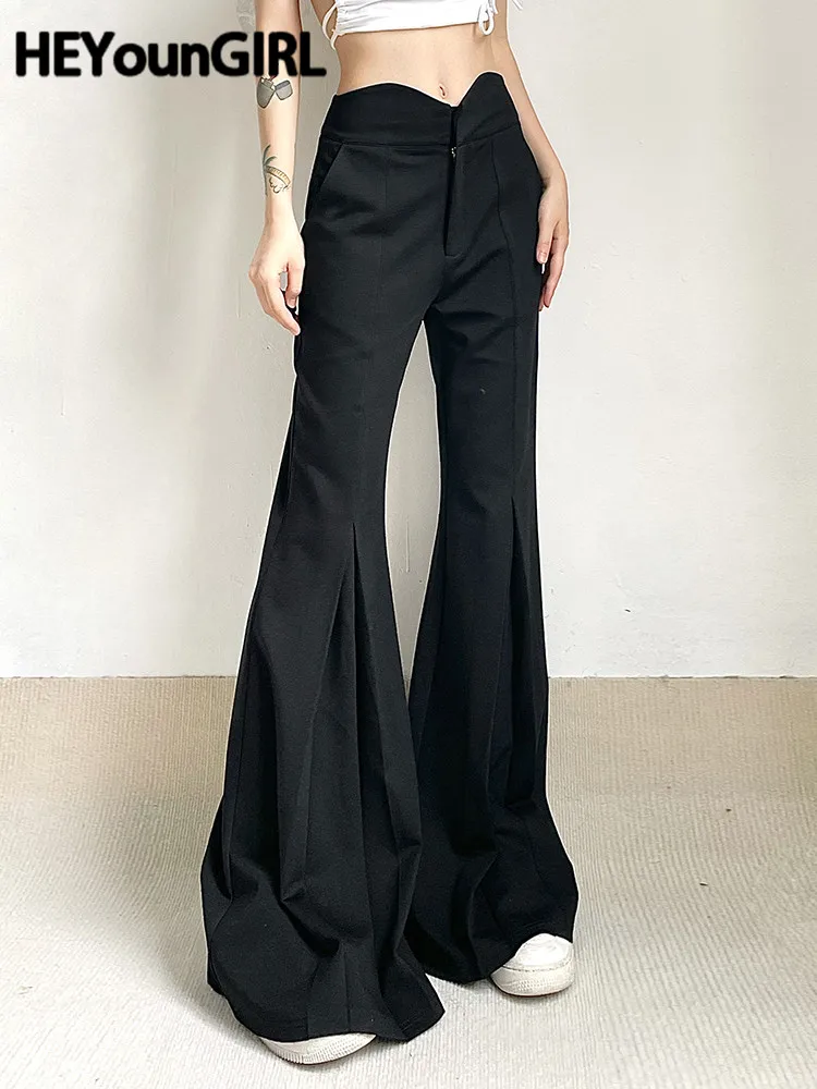 HEYounGIRL Flare Pants Low Rise Female Casual High Street Trousers Basic Women Boot Cut Pants Folds All Match Korean Fashion 
HEYounGIRL Flare Pants Low Rise Female Casual High Street Trousers Basic Women Boot Cut Pants Folds All Match Korean Fashion