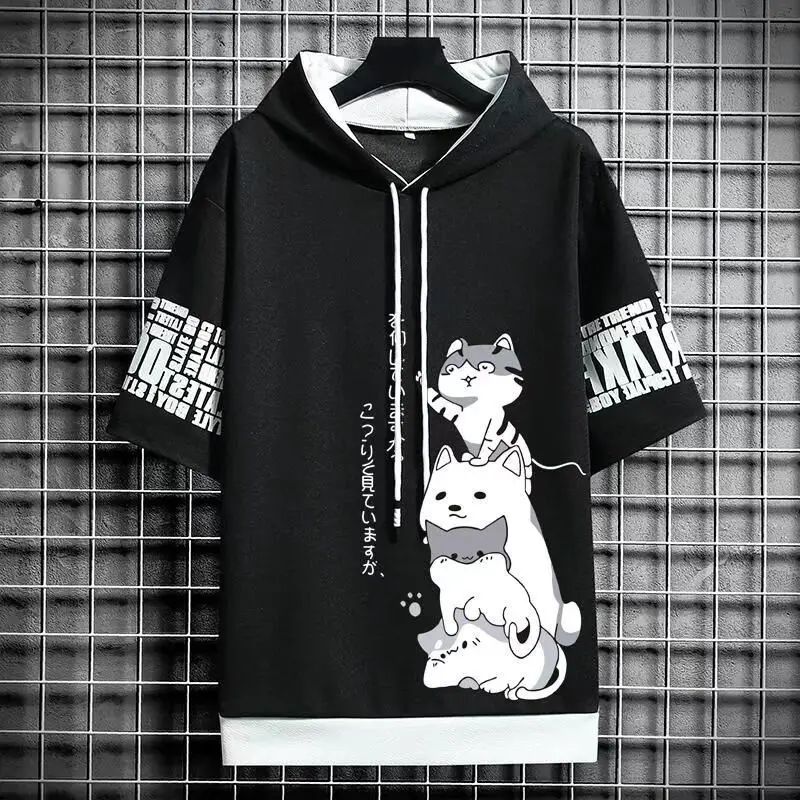 Japan Fashion Men's Hoodies Summer Men Clothing Cartoon Short Sleeve Sweatshirts Men Casual Harajuku Streetwear Print Hooded Top
Japan Fashion Men's Hoodies Summer Men Clothing Cartoon Short Sleeve Sweatshirts Men Casual Harajuku Streetwear Print Hooded Top