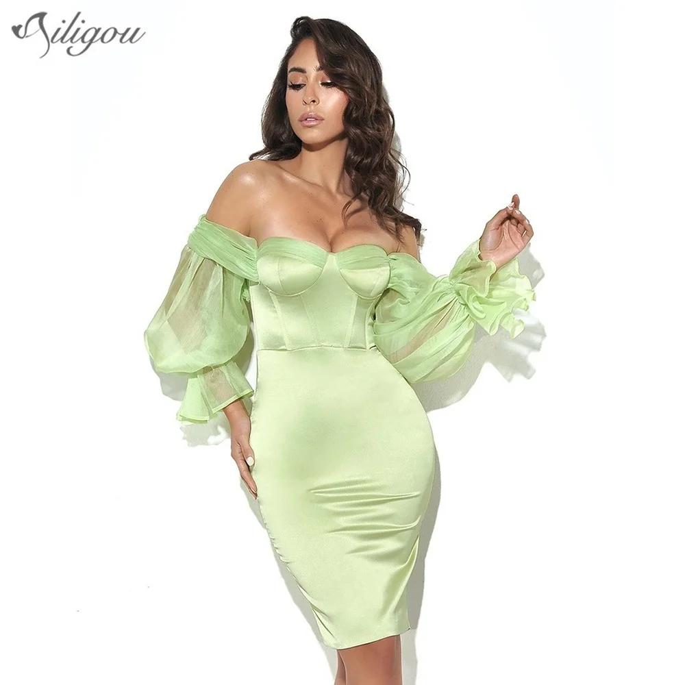 Ailigou New Summer Women Fashion Off Shoulder Mini Dress 2022 Sexy Long Lantern Sleeve Light Green Celebrity Runway Club Dress
Ailigou New Summer Women Fashion Off Shoulder Mini Dress 2022 Sexy Long Lantern Sleeve Light Green Celebrity Runway Club Dress