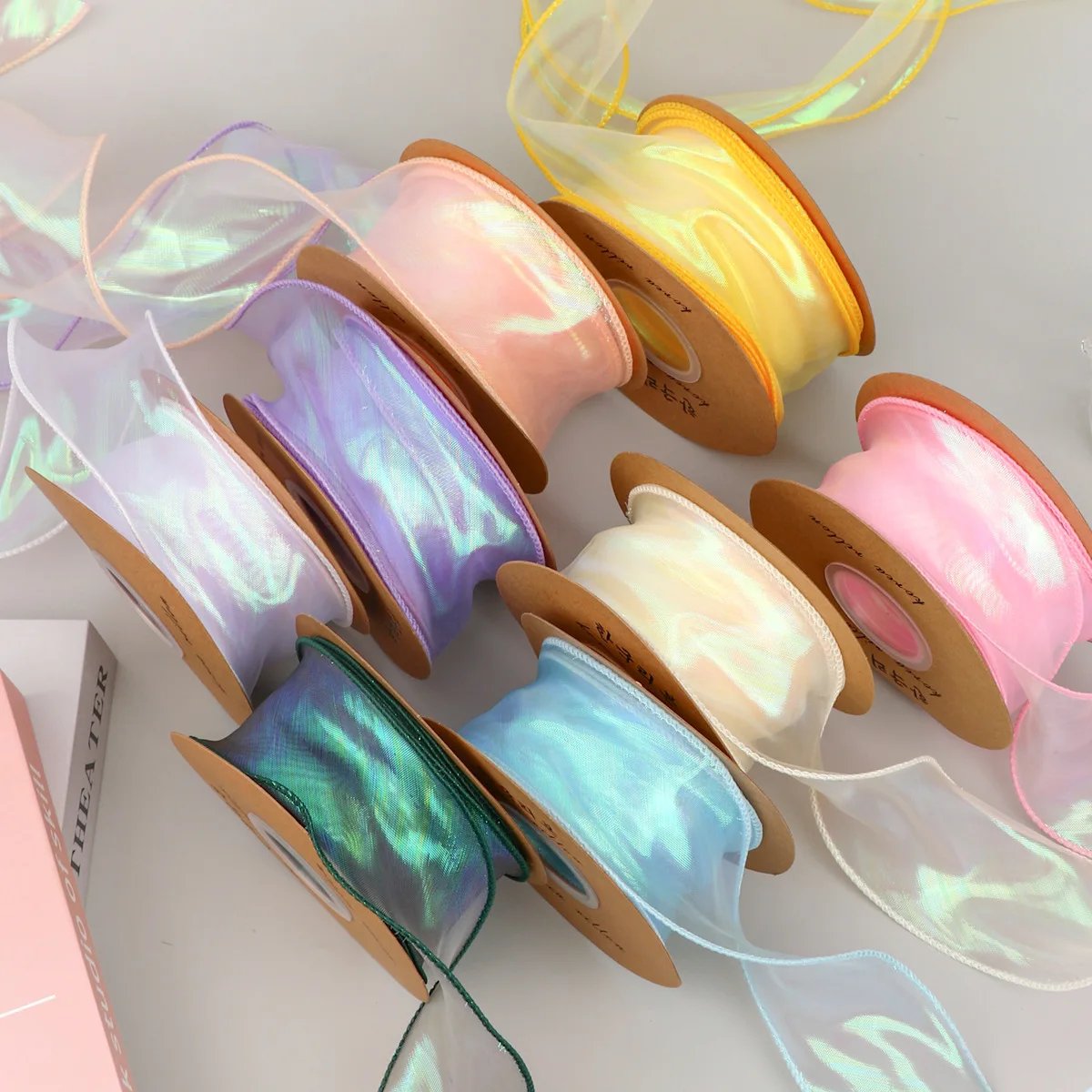 

Iridescent Fishtail Yarn Gift Ribbons for Flowers Bouquet Packaging Organza Ribbon for Valentine's Day Wedding Decorations Bow
