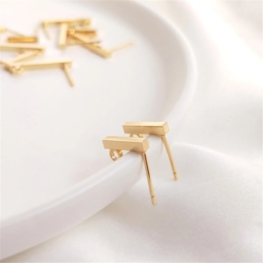 14K Gold Filled Plated T-shaped ear stud, long bar, square wire ear pin, handmade earrings, DIY earrings with hanging ring
14K Gold Filled Plated T-shaped ear stud, long bar, square wire ear pin, handmade earrings, DIY earrings with hanging ring
