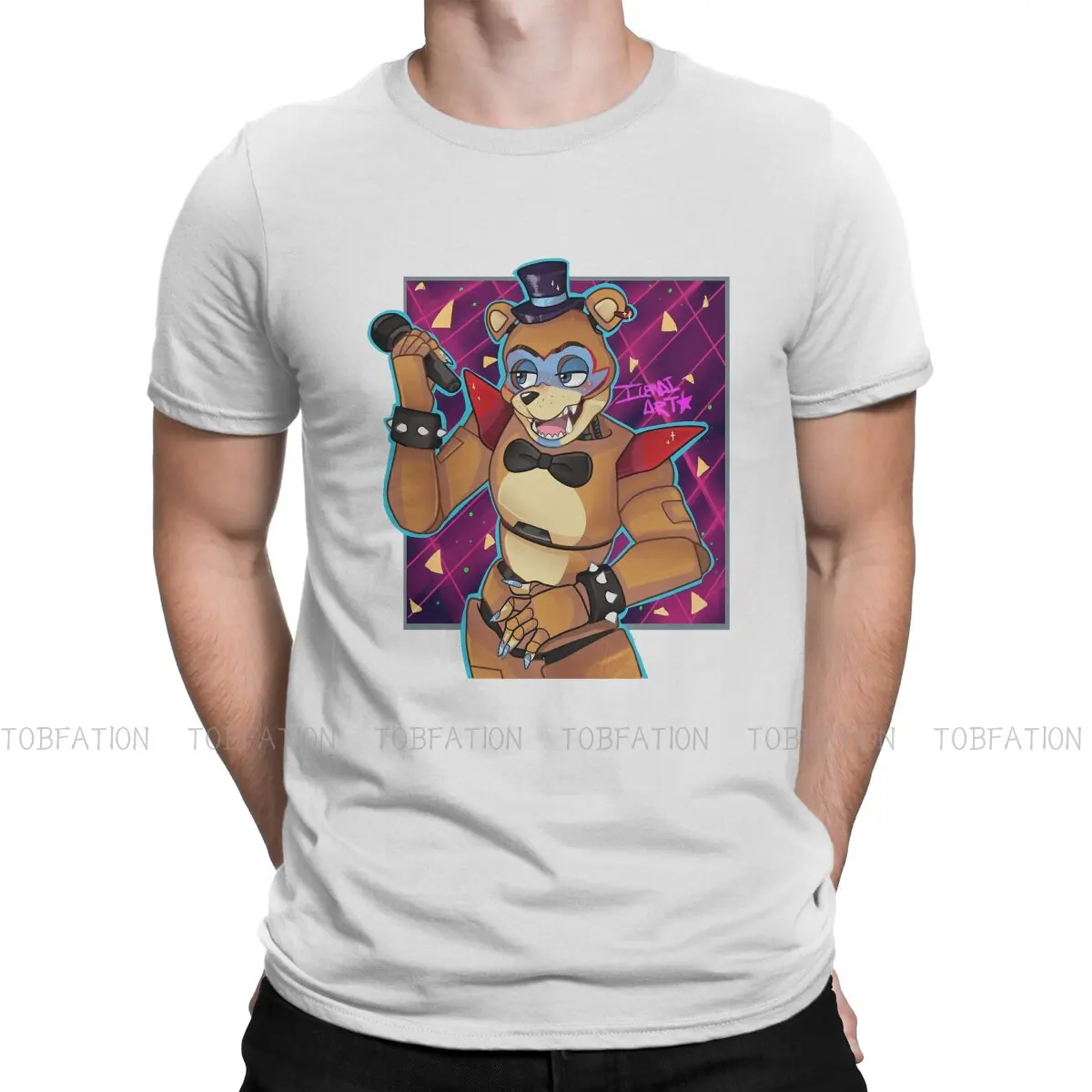 

Хипстерские футболки с надписью Superstar FNAF Game, Мужская футболка из чистого хлопка в стиле Харадзюку С защитой от нарушения безопасности, уличн...