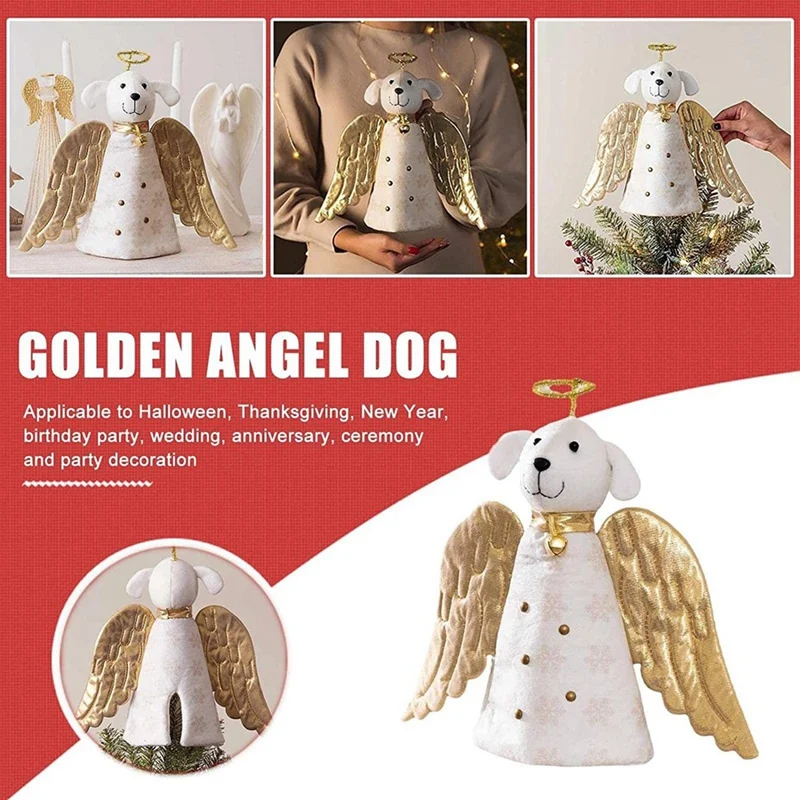 

1 шт. 3D Рождественский топ с изображением ангела, Рождественский чудо, Золотая собака ангела, Топ ремесленника, как показано ткань + губка для дома