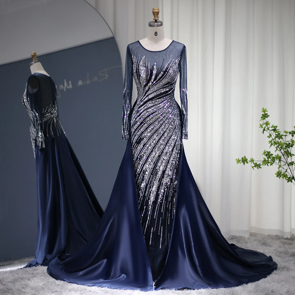 Sharon Said Elegant Navy Blue Mermaid Arabic Evening Dresses 2022 Luxury Dubai Overskirt Long Sleeve Wedding Formal Guest Partys
Sharon Said Elegant Navy Blue Mermaid Arabic Evening Dresses 2022 Luxury Dubai Overskirt Long Sleeve Wedding Formal Guest Partys