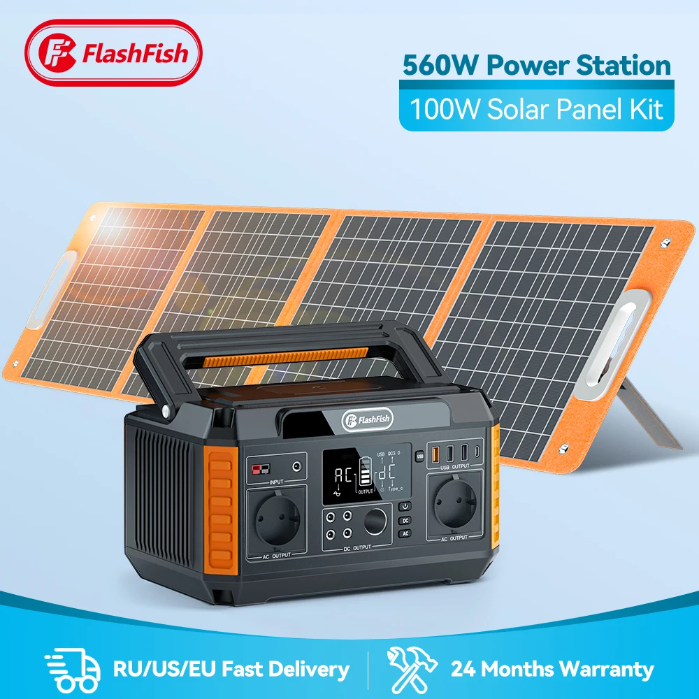 Flashfish 560W Power Station With 100W Solar Panel Solar Power Bank 520Wh Generator Kit 18V Solar Charger For Outdoor Power Supp
Flashfish 560W Power Station With 100W Solar Panel Solar Power Bank 520Wh Generator Kit 18V Solar Charger For Outdoor Power Supp