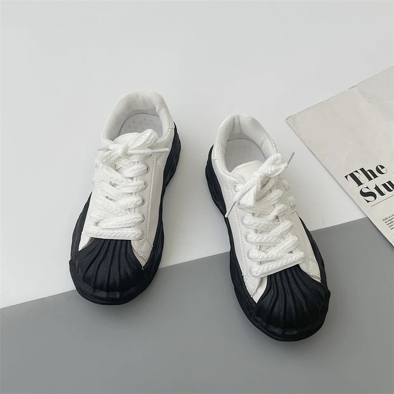 Retro Dissoling Shell-head Lace-up Snekers 2022 Fall New Color Matching Harajuku All-match Pu Leather Patform Casual White Shoes
Retro Dissoling Shell-head Lace-up Snekers 2022 Fall New Color Matching Harajuku All-match Pu Leather Patform Casual White Shoes