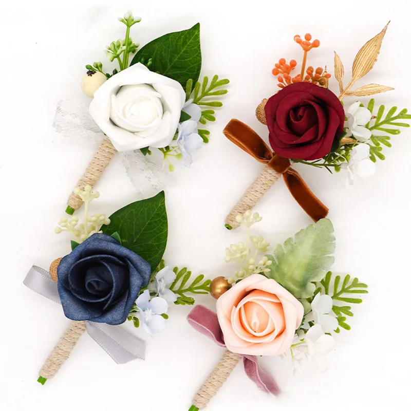 

Wedding Corsage Artificial Flowers Bridesmaid Bride Flowers Brooches Groom Lapel Pins Suit Brooch Marriage Accessories
