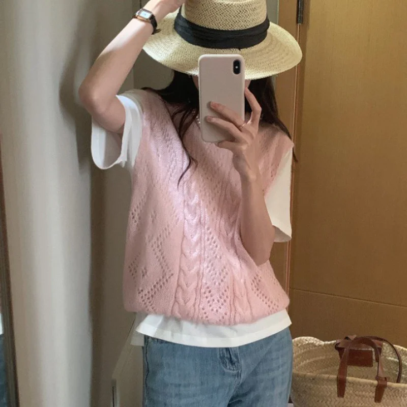 Roupas Femininas Solder Knitted Sweater Femme 2022 New Autumn Korean Style Hollow Candy O-Neck Pullover Vest Sweater Women
Roupas Femininas Solder Knitted Sweater Femme 2022 New Autumn Korean Style Hollow Candy O-Neck Pullover Vest Sweater Women