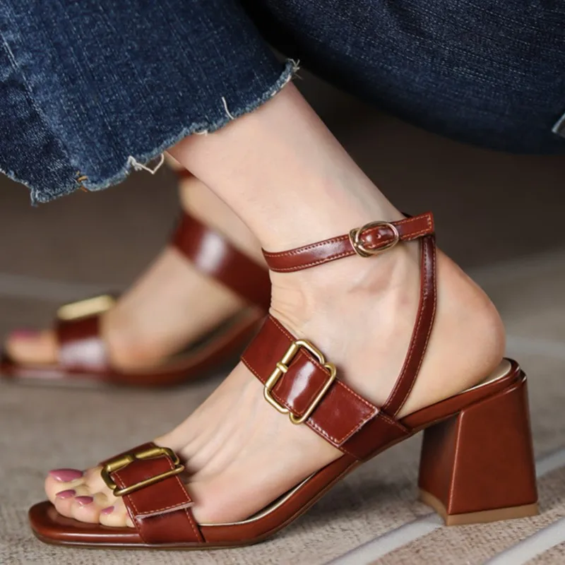 Dilalula 2022 Dress Sandals Women Summer Square High Heels Genuine Leather Ankle Strap Buckle Sandals Ladies Working Shoes Woman
Dilalula 2022 Dress Sandals Women Summer Square High Heels Genuine Leather Ankle Strap Buckle Sandals Ladies Working Shoes Woman