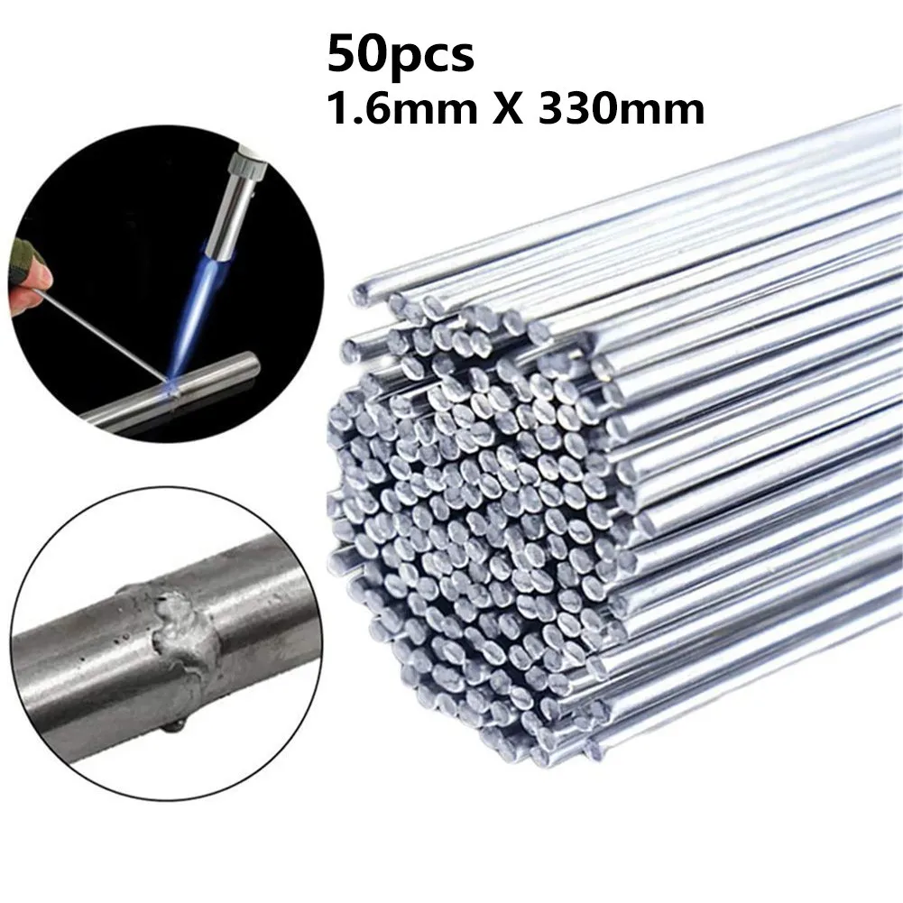 

50pcs Aluminum Welding Rods Solution Welding Flux Cored Low Temperature Wire Brazing Rod 1.6x330mm Easy Melt Soldering Accessory