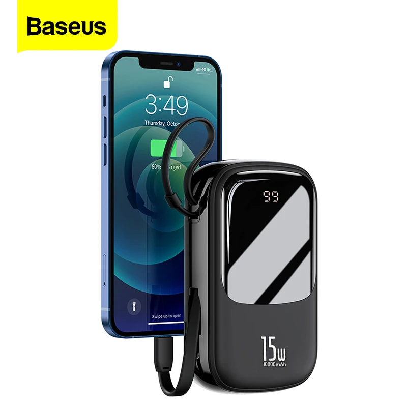 Внешний мини-аккумулятор Baseus на 10000 мА · ч с портами USB Type-C и поддержкой быстрой