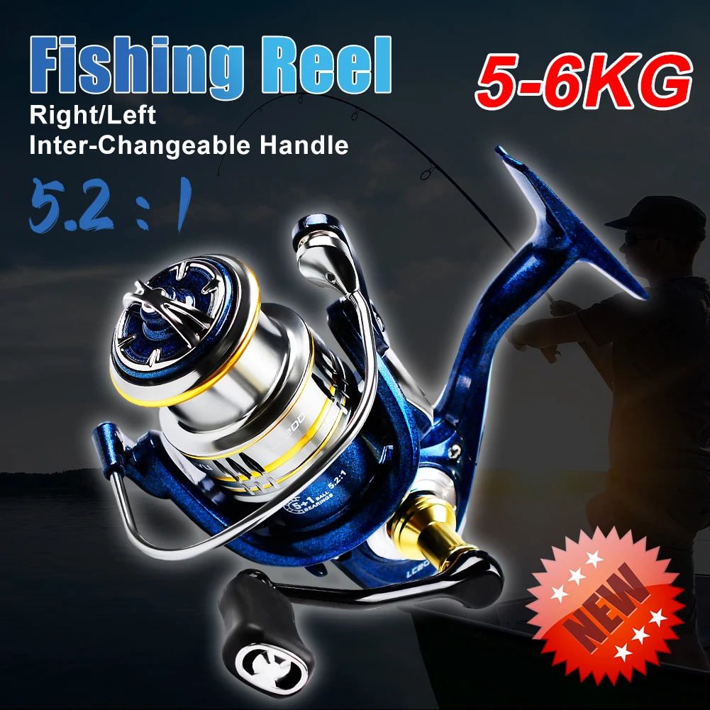 Spinning Reel 5-6KG Max Drag 5.2:1 Gear Ratio Fishing Reel 5+1BB Full Metal Spool Freshwater Saltwater Fishing Wheel Pesca Tool
Spinning Reel 5-6KG Max Drag 5.2:1 Gear Ratio Fishing Reel 5+1BB Full Metal Spool Freshwater Saltwater Fishing Wheel Pesca Tool