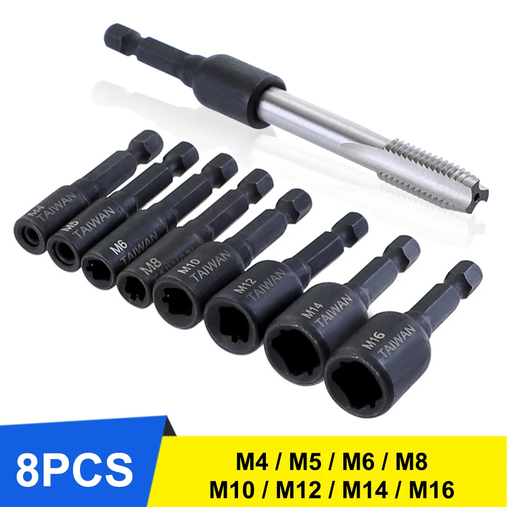 M4-M16 Screw Tap Socket Adapter Alloy Steel 1/4" Hex Shank Metric Screw Tap For DIY Repair Machine Tapping Threading Tool
M4-M16 Screw Tap Socket Adapter Alloy Steel 1/4" Hex Shank Metric Screw Tap For DIY Repair Machine Tapping Threading Tool