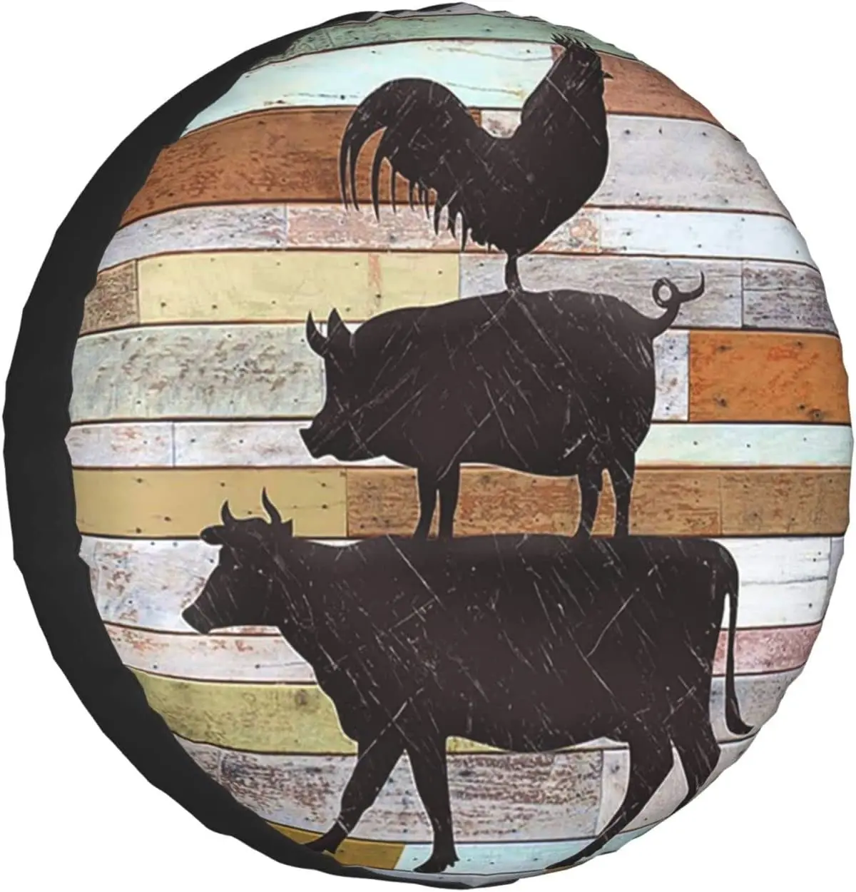 

Cow Chicken and Pig Pattern Spare Tires Cover, Wheel Covers, Trailer Tires, Wheel Protectors, Universal 14, 15, 16, 17 Inch