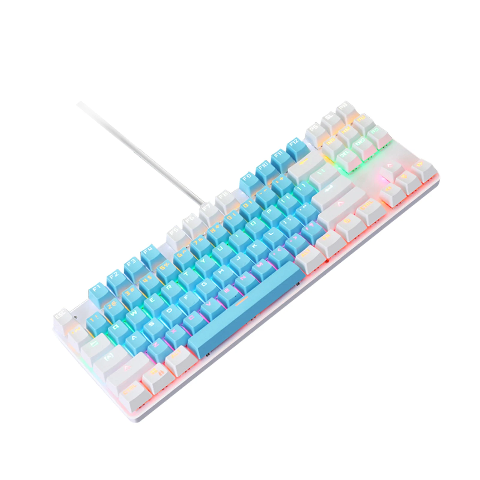 Waterproof Universal Ergonomic USB Wired Computer Suspended Keycap ABS LED Light Up 87 Keys Durable Mechanical Gaming Keyboard 
Waterproof Universal Ergonomic USB Wired Computer Suspended Keycap ABS LED Light Up 87 Keys Durable Mechanical Gaming Keyboard