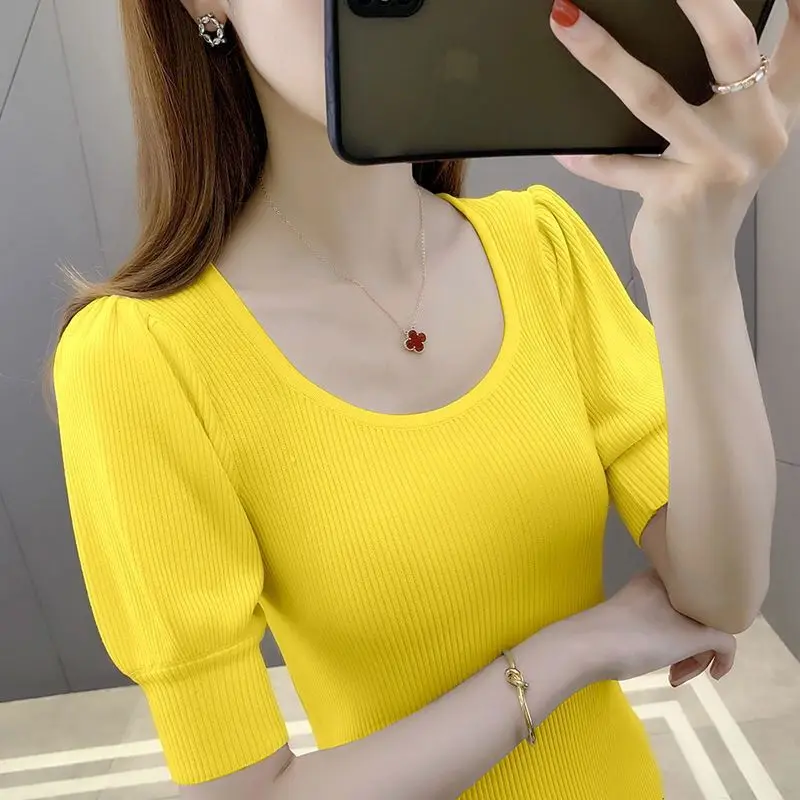 Fashion Solid Color Folds Puff Sleeve T-Shirt Female Clothing 2023 Summer New Oversized Casual Pullovers Loose Korean Tee Shirt
Fashion Solid Color Folds Puff Sleeve T-Shirt Female Clothing 2023 Summer New Oversized Casual Pullovers Loose Korean Tee Shirt