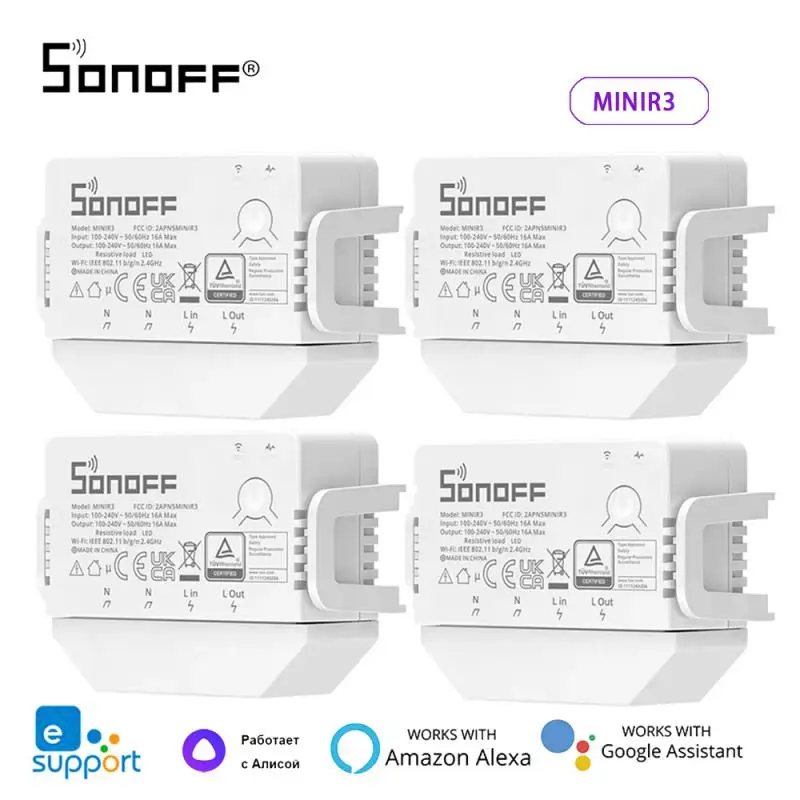

Sonoff MINI R3 WiFi 16A Smart DIY Switch Works With S-MATE Support Yandex Alice Alexa Google Home Voice Control EWelink APP